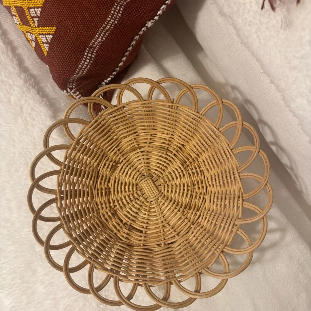 Urban Outfitters Woven Rattan Bowl in Natural Tan